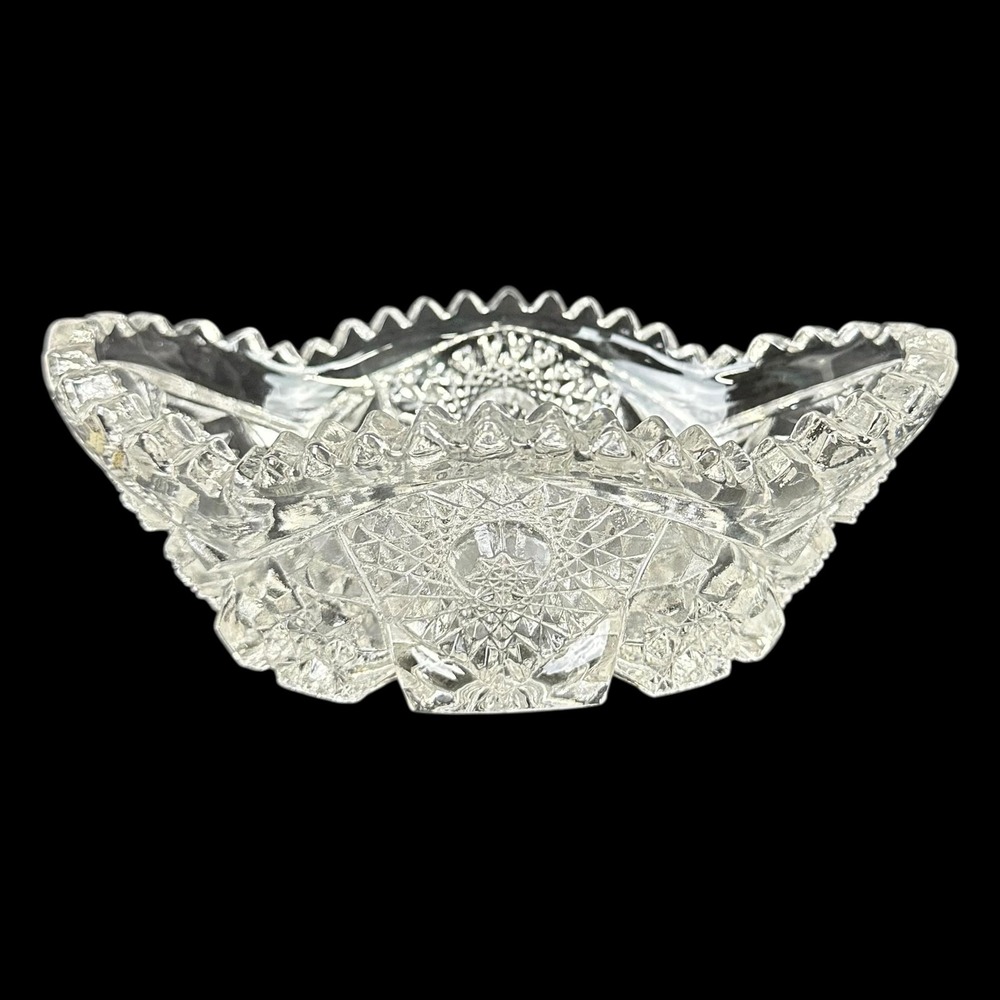 Vintage Imperial Glass Nucut EAPG Oval Nut Dish Sawtooth Pressed Glass 6.5"‎